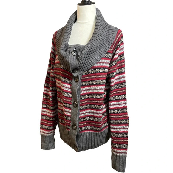 Eddie Bauer Fair Isle Shawl Collar Button Angora Cardigan Sweater XL Tall - Picture 10 of 10